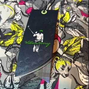 William Murray Mens Gray Golf Polo Shirt Animal Print Short Sleeve Size Med New